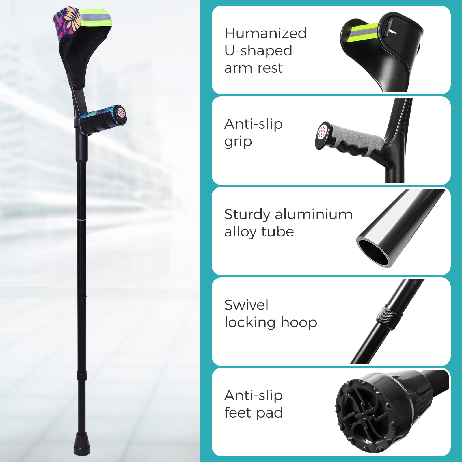 Compact Travel-Friendly Aluminum Knee Walker/Cane Featuring Non-slip Handles Ideal Post-Injury Care