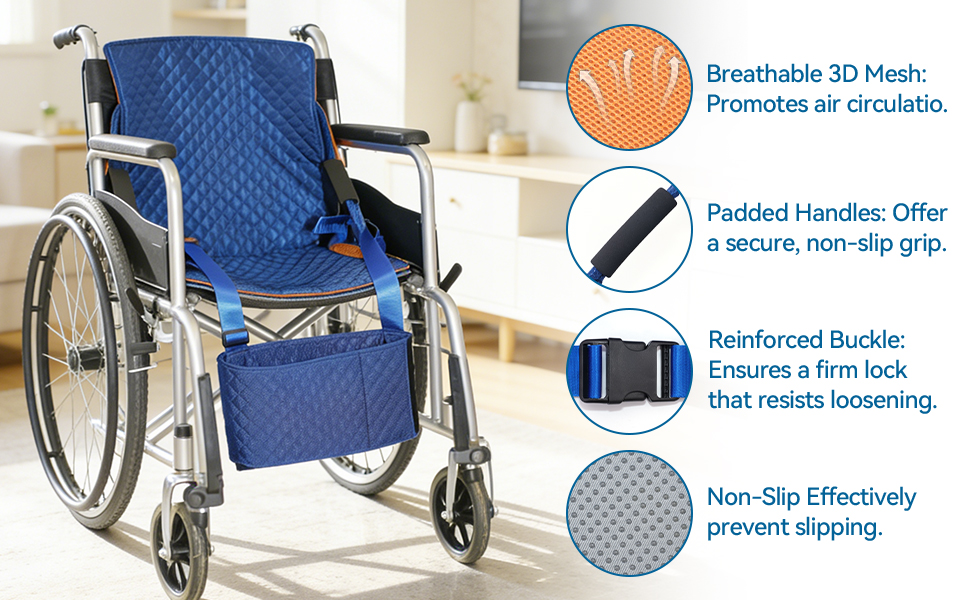Transfer Sling for Wheelchair with Toilet Opening, Adjustable Patient Lift Chair & Transfer Board, Comfortable Mobility Aid with Knee Pads for Disabled Adults