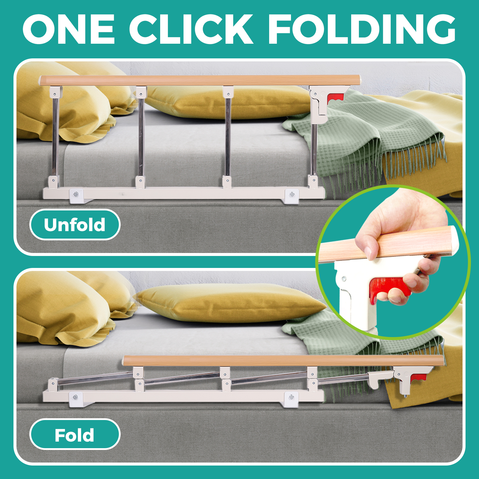 Secure Anti-Slip Patient Protection Barrier Bars w/ Comfort Foam Padding, Durable Medical Equipment