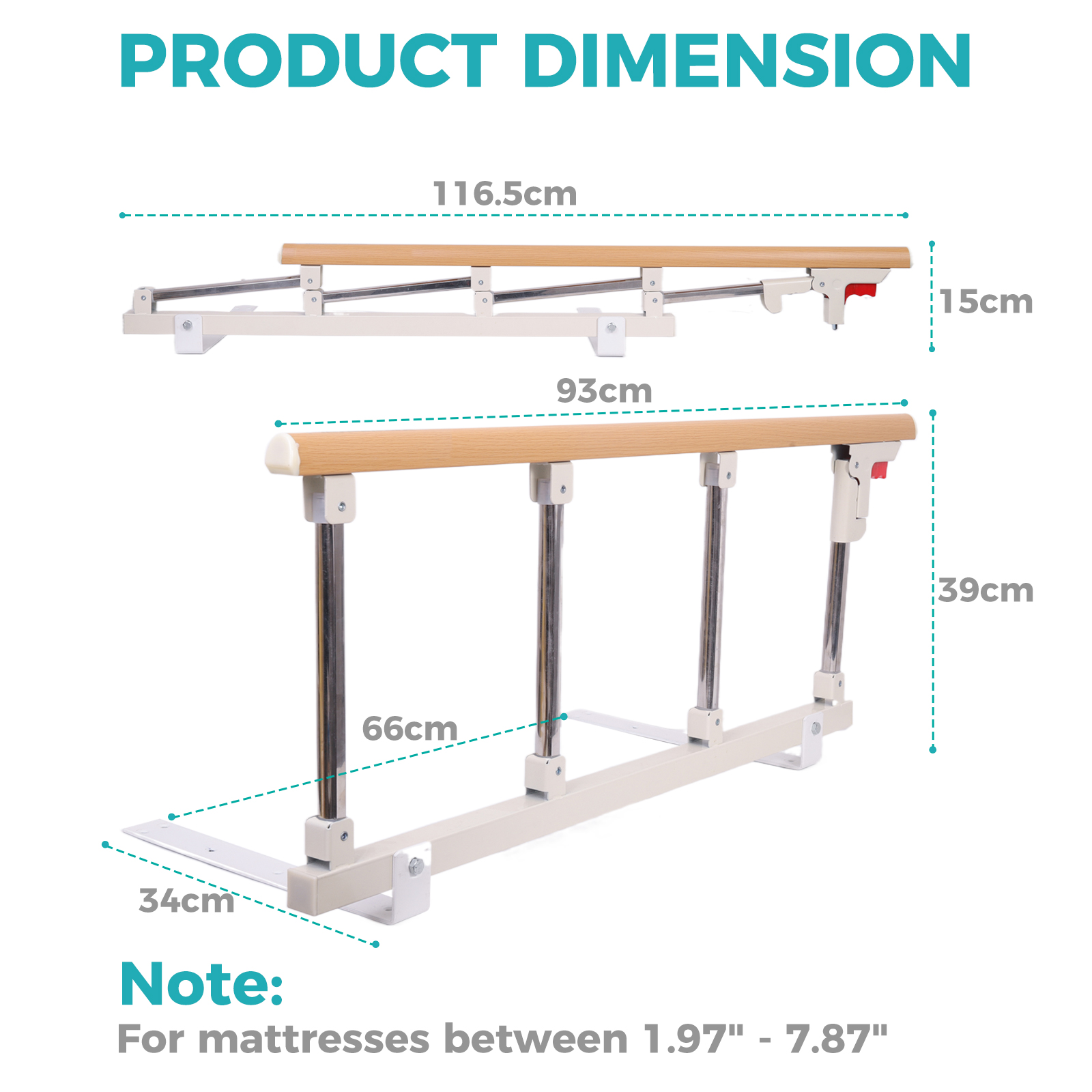 Secure Anti-Slip Patient Protection Barrier Bars w/ Comfort Foam Padding, Durable Medical Equipment
