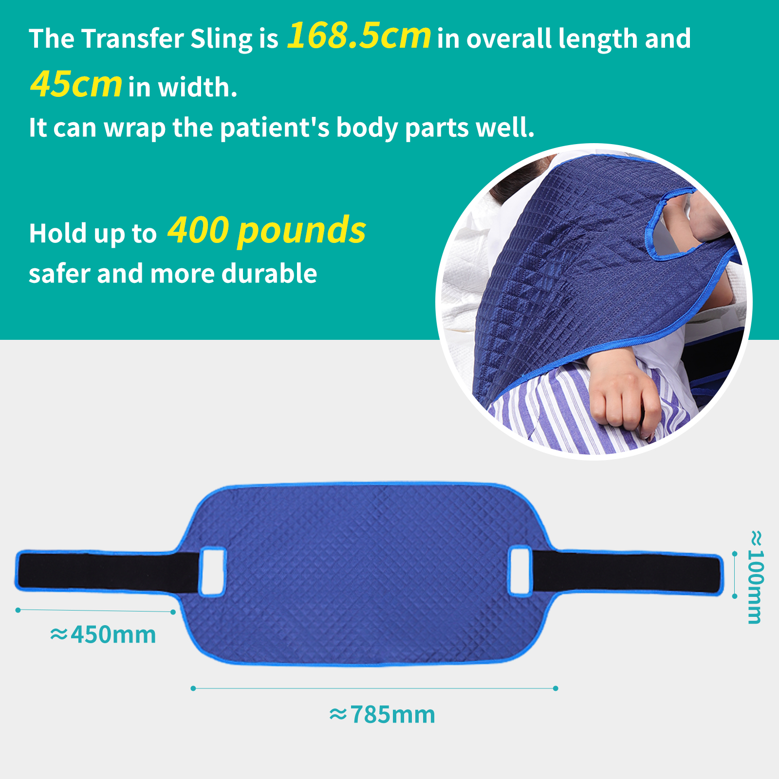 Medical Bed Positioning Wedge with Large Velcro & Extended Belt - Patient Turning Aid for Lateral Lying, Comfortable Nursing Care Cushion for Elderly & Bedridden