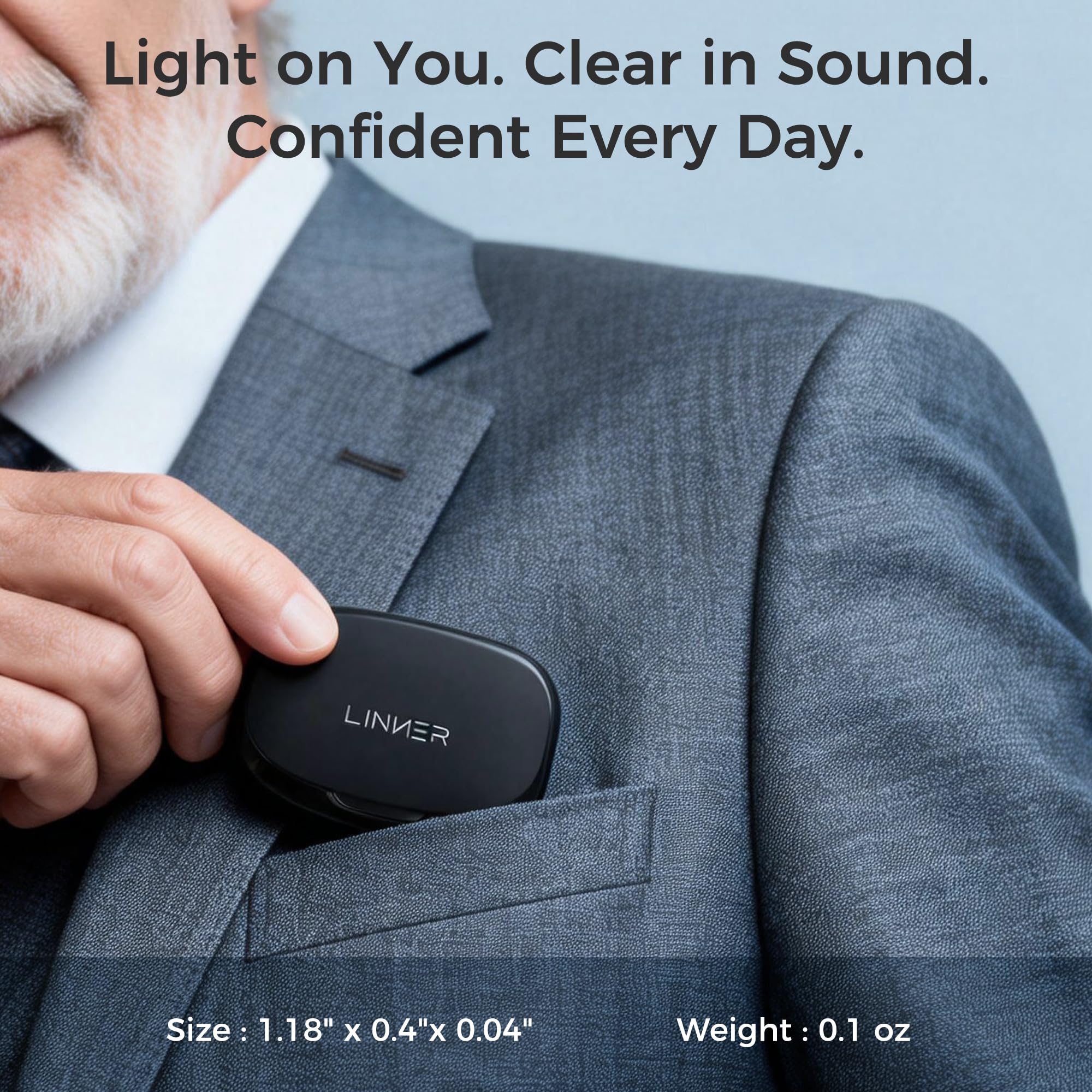 LINNER-Clarity Hearing Aids for Seniors,OTC Hearing Aids Designed for Adults with Mild to Moderate Hearing Loss Black