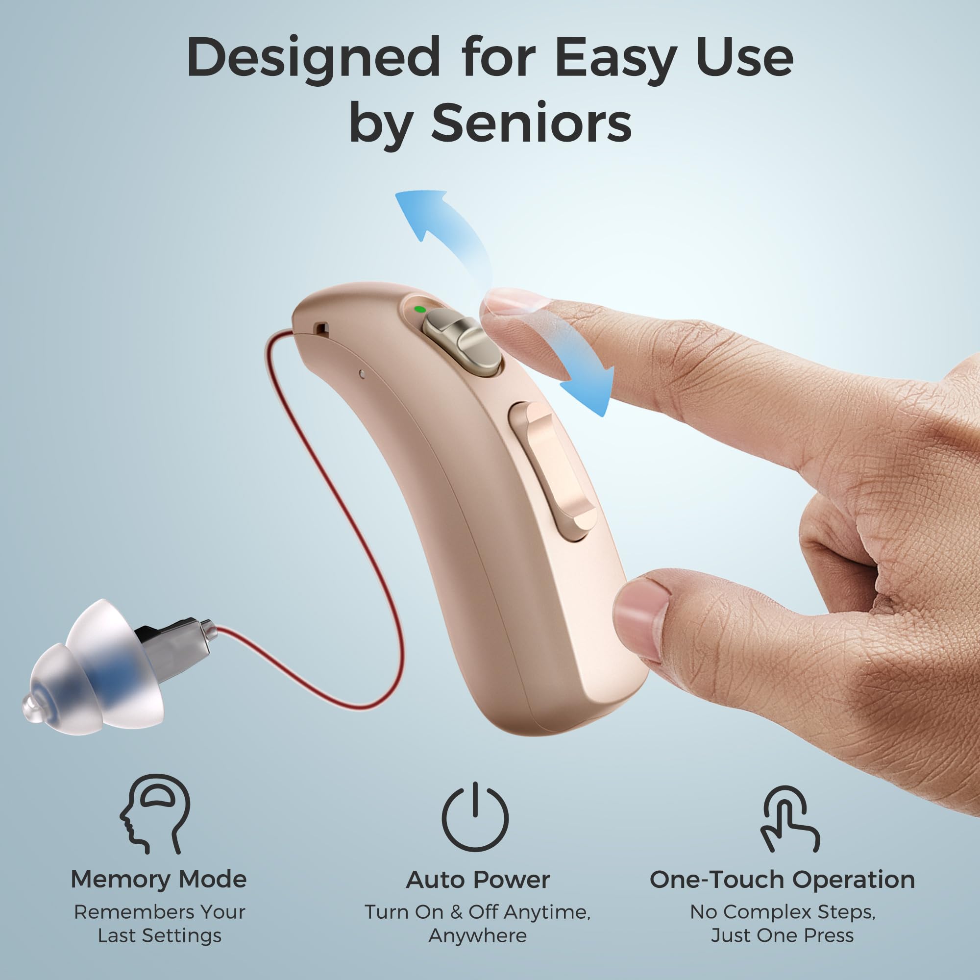 LINNER-Clarity Hearing Aids for Seniors,OTC Hearing Aids Designed for Adults with Mild to Moderate Hearing Loss Black