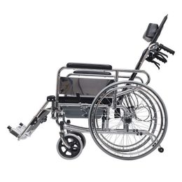 Wheelchair elderly with toilet, foldable, lightweight, multifunctional, fully reclining, hand-pushed wheelchair for disabled, high-carbon steel