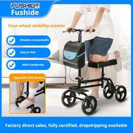 Crutches, walking aid, single-leg walker fractures, ankle leg injury support device young people, with brakes, for healthcare and medical use
