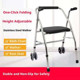 Walking aid for the elderly, four-legged cane, assistive walking device, handcart, mobility scooter, walker, foldable, portable, adjustable