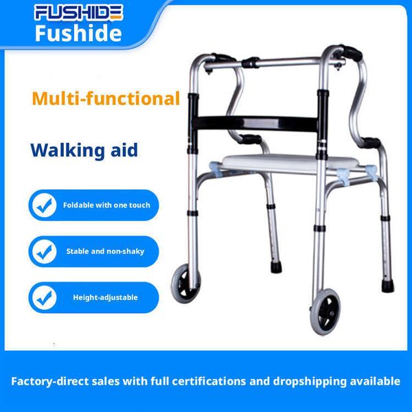 Fushide Aid Elderly, Aluminum Alloy Stick Disabled, Four-legged Cane, Walking Assistant for Seniors