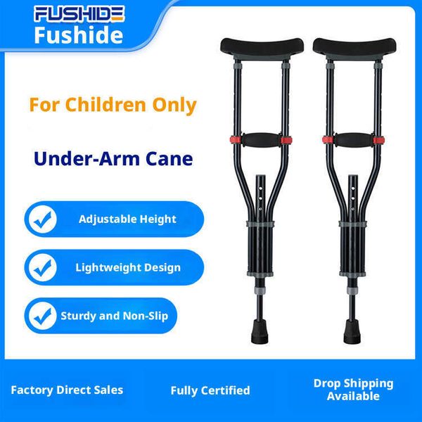 Wholesale crutches for fractures, double underarm anti-slip rehabilitation aids, children's crutches, walking aids