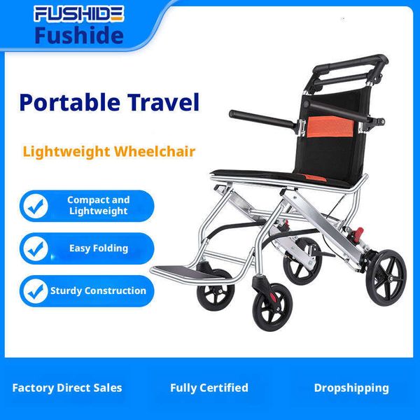 Fushide foldable aluminum alloy wheelchair disabled individuals, portable lightweight, suitable for elderly care and medical use