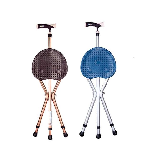 Aluminum walking stick stool for the elderly, three-legged stool, adjustable cane, lightweight and stable, foldable aluminum alloy