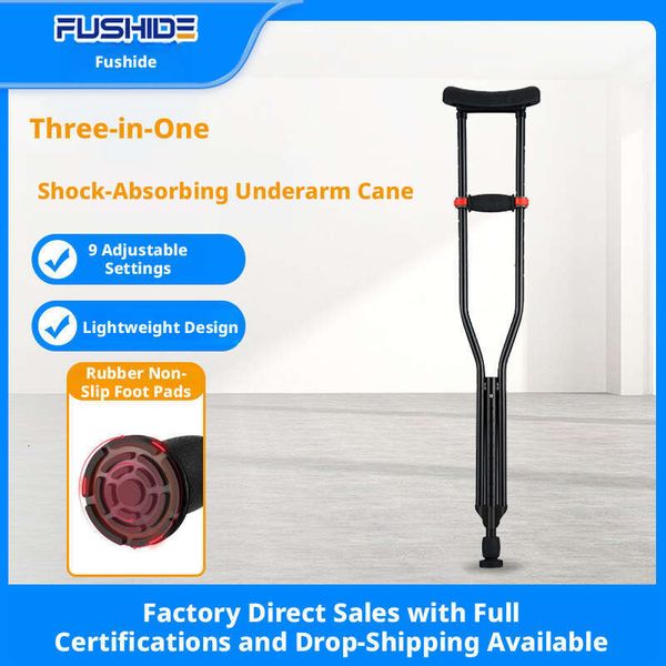 Foshide underarm crutches for elderly and disabled, medical double single crutches, aluminum alloy anti-slip adjustable walking sticks