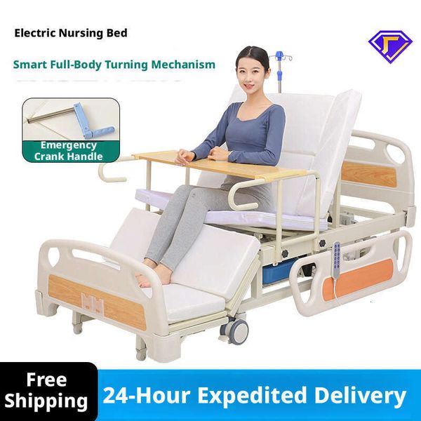Electric turning home use, multifunctional hospital care bed, fully automatic medical bed for paralyzed patients and elderly, remote control