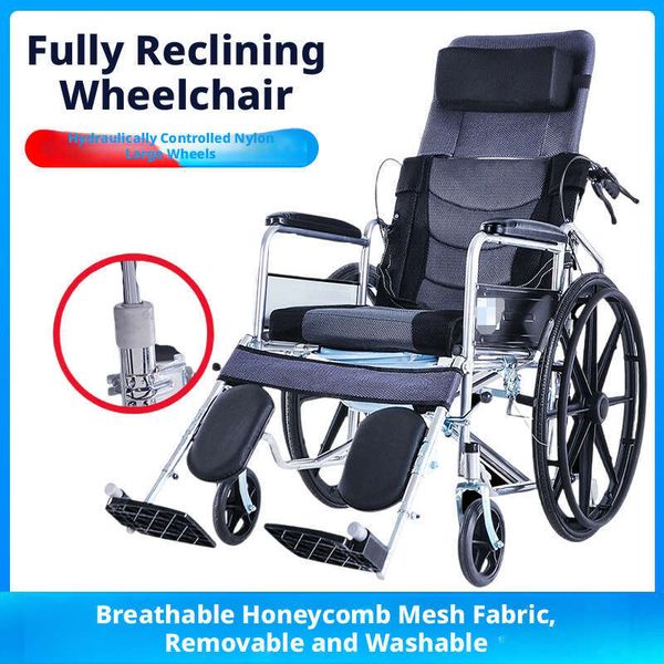 Wheelchair Folding Ultra-light Portable Small Travel Chair for Elderly Disabled Simple Hand Push Mobility Aid