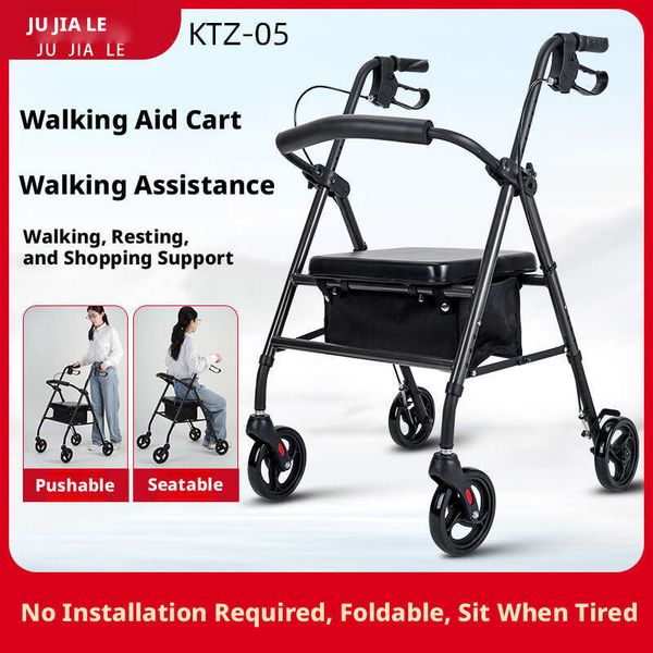 Ready-stock mobility aid, pushable sitable, with brakes wheels, walker for the elderly and disabled, export model