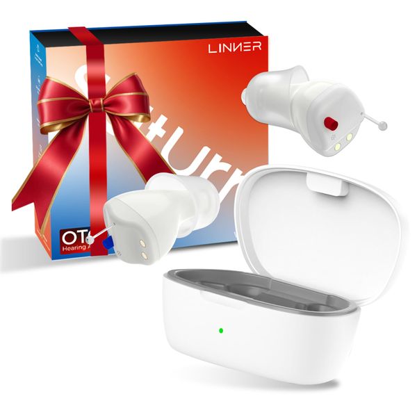 LINNER Saturn OTC Hearing Aids for Senior & Adult, Rechargeable Amplifiers with Comfort Design, Noise Cancellation for Aid & Assist Hearing(White)