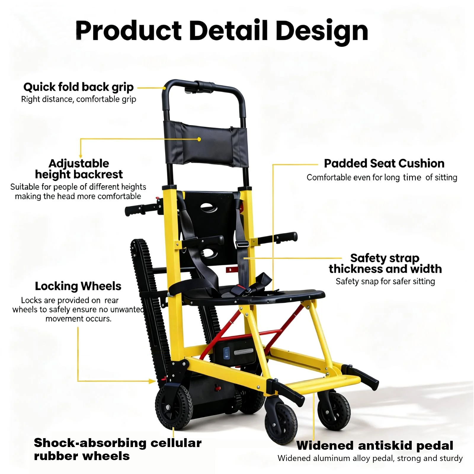 Electric Stair Climbing Wheelchair Foldable Stair Lifts for Seniors 480lbs Load Capacity Motorized Stair Chair Stairlift with Seat Belts Comfortable Cushion