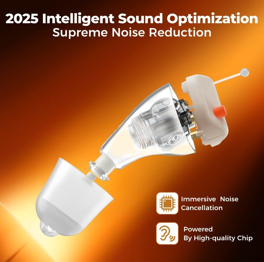 LINNER Saturn OTC Hearing Aids for Senior & Adult, Noise Cancellation for Aid & Assist Hearing, Discreet & Nearly Invisible In-Ear DeviceBeige