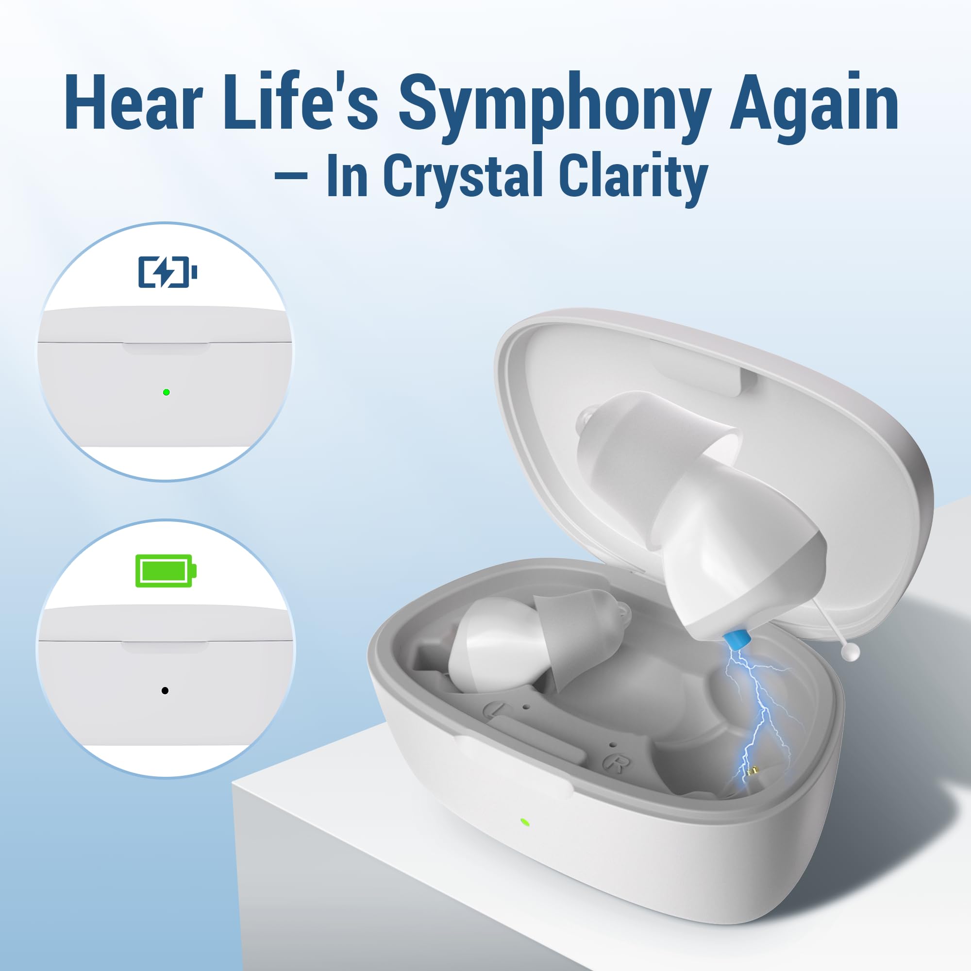 LINNER Saturn OTC Hearing Aids for Senior & Adult, Rechargeable Amplifiers with Comfort Design, Noise Cancellation for Aid & Assist HearingWhite