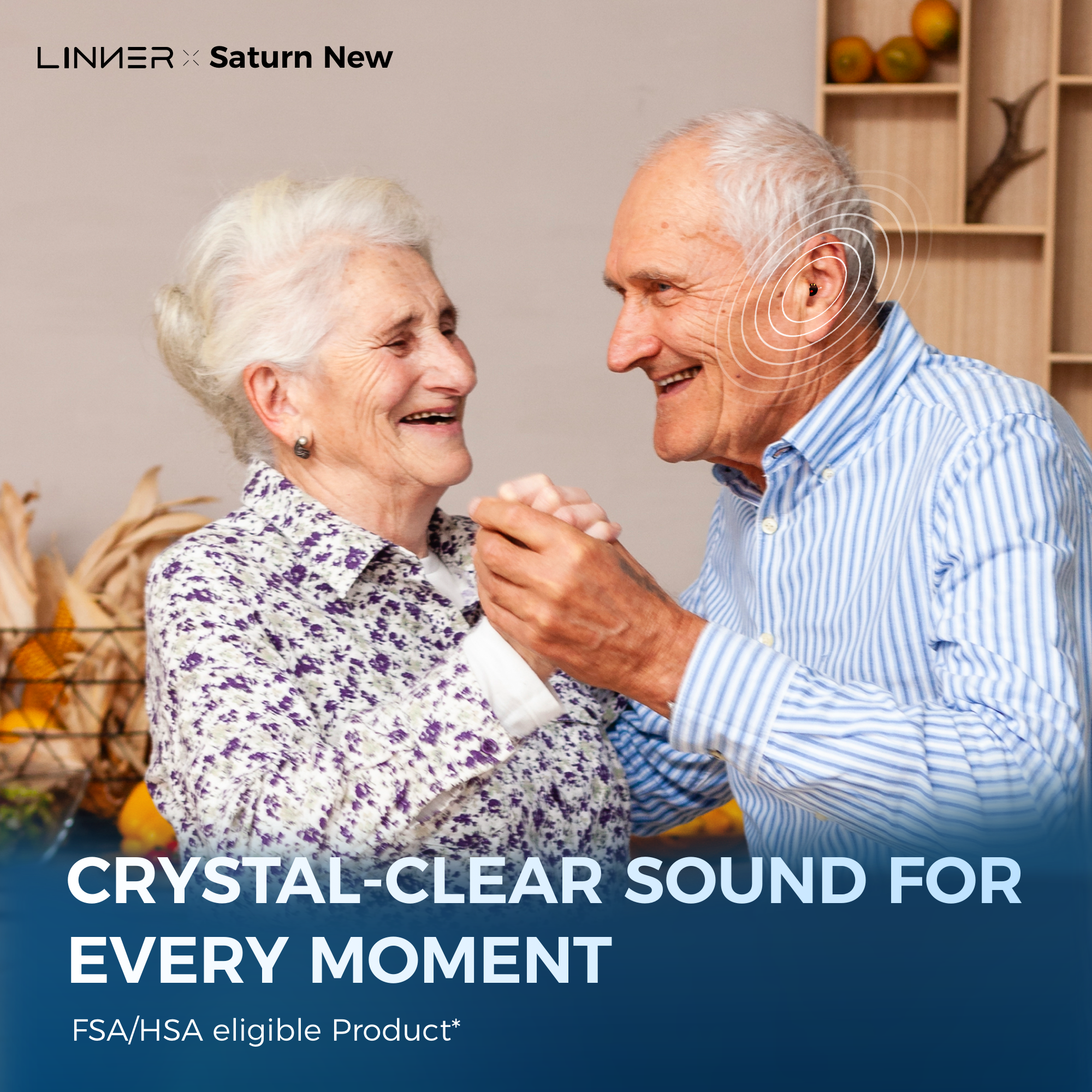 LINNER Saturn 2025 OTC Hearing Aids for Senior & Adult, Rechargeable Amplifiers with Comfort Design, Noise Cancellation for Aid & Assist Hearing Black