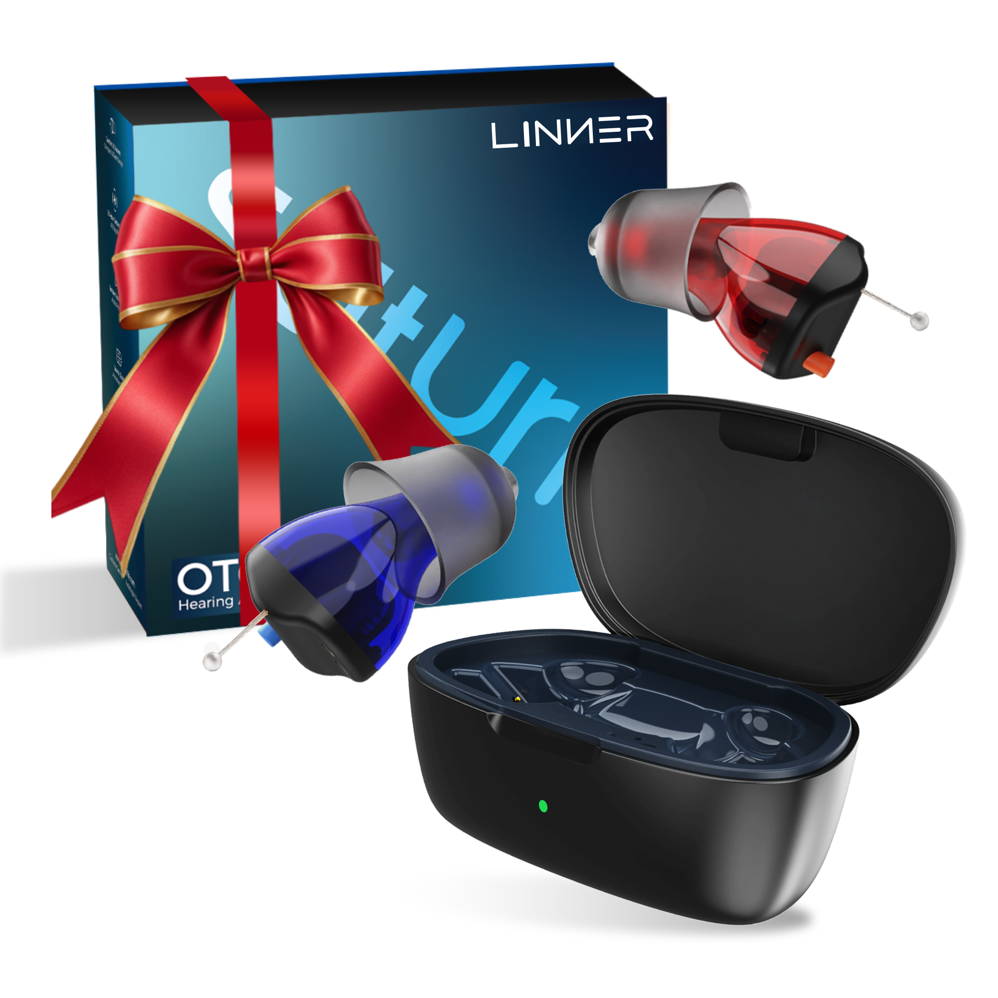 LINNER Saturn 2025 OTC Hearing Aids for Senior & Adult, Rechargeable Amplifiers with Comfort Design, Noise Cancellation for Aid & Assist Hearing Black
